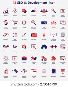 42 SEO and development icon for web design. Vector illustration.