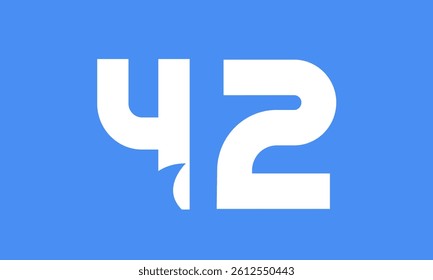 42 Shark Logo Number Simple Modern Blue