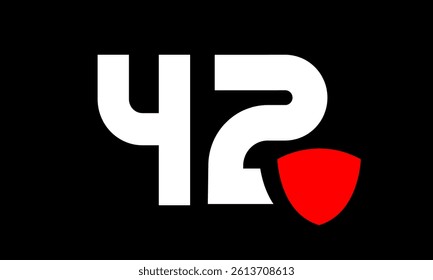 42 Shield Red Modern Simple Protect Logo