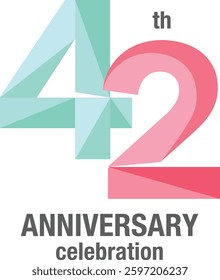 42 th Anniversary Celebration monochrome color of green and red with word Anniversary Celebration gray color at the bottom.