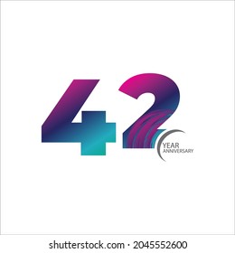 42 th anniversary event party. Vector illustration. numbers template for Celebrating.