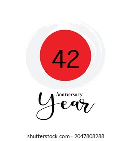 42 th anniversary event party. Vector illustration. numbers template for Celebrating.