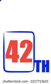 42 th Ordinal Numbers counting vector art illustration with fantastic font and blue red color - 42 th anniversary - happy birthday