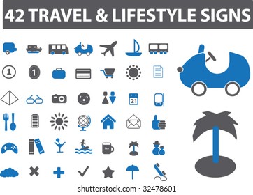 42 travel & lifestyle signs. vector.
