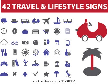 42 travel signs. vector
