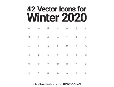 42 vector icons for winter 2020 icon pack simple corona christmas winter icons for websites web and print in december