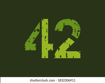 42 vector number made of grungy, grunge texture. Rubber stamp imprint style. For logo, brand label, poster, design elements etc.