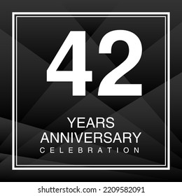 42 Year Anniversary Celebration Logo Vector On Red Background, 42 Number Design, 42th Birthday Logo, Logotype Number, Vector Anniversary For Celebration, Invitation Card, And Greeting Card