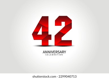 42 Year Anniversary Celebration Logo red vector, 42 Number Design, 42th Birthday Logo, Logotype Number, Vector Anniversary For Celebration, Invitation Card, Greeting Card. logo number Anniversary