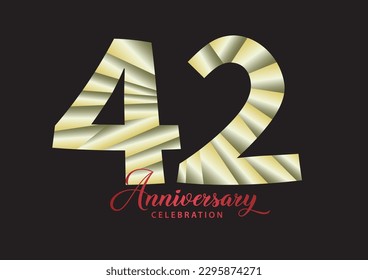 42 year anniversary celebration logotype vector, 42 number design, 42th Birthday invitation, anniversary logo template, logo number design vector, calligraphy font, typography logo, vector design