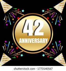 42 year anniversary celebration, vector design for celebrations, invitation cards and greeting cards