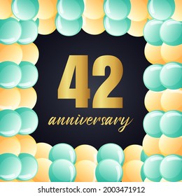 42 year anniversary celebration, vector design for celebrations, invitation cards and greeting cards