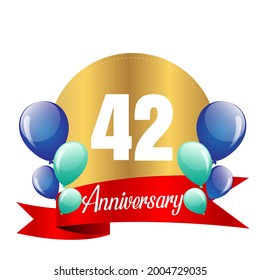 42 year anniversary celebration, vector design for celebrations, invitation cards and greeting cards