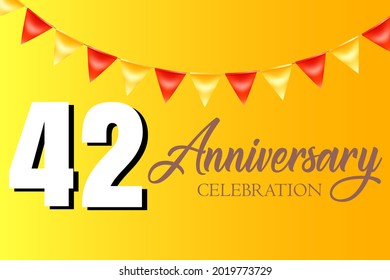 Celebración del 42 aniversario, diseño vectorial para celebraciones, tarjetas de invitación y tarjetas de felicitación