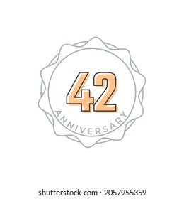 42 Year Anniversary Celebration Vector Badge. Happy Anniversary Greeting Celebrates Template Design Illustration