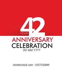 42 year Anniversary Concept Red Color and White for Banner, Greeting Card - Vector
