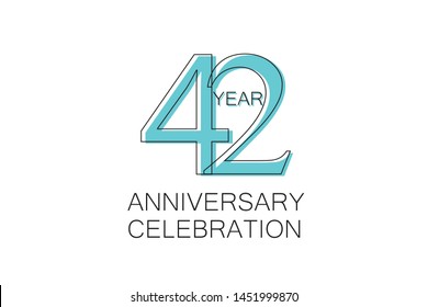42 year Anniversary, Sleek and Clean Design, Inspired by Comic and Magazine Looks, Pastel Blue Color, Dedicated for invitation, greeting card - Vector