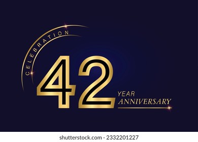 42 year anniversary vector banner template.Dark Blue Golden Royal anniversary Graphics Background.Growing Elegant Shine Spark. Luxury Premium Corporate Abstract Design Template.modern Shape Post.