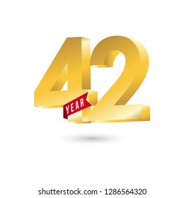 42 Year Anniversary Vector Template Design Illustration