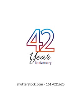 42 Year Anniversary Vector Template Design Illustration elegant blue and orange.