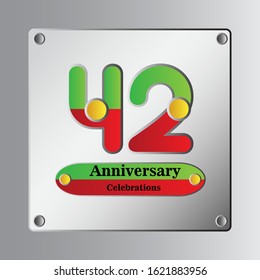 42 Year Anniversary Vector Template Design Illustration
