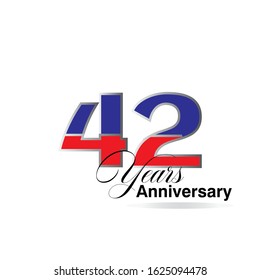 42 Year Anniversary Vector Template Design Illustration