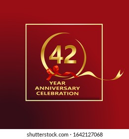 42 Year Anniversary Vector Template Design Illustration