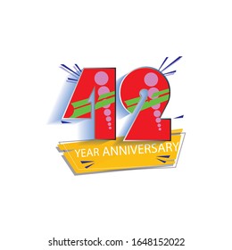 42 Year Anniversary Vector Template Design Illustration