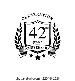 42 year celebration anniversary logo vector isolated on white background