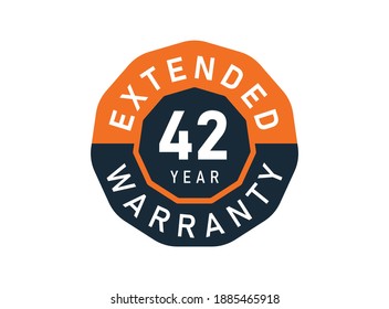 42 year warranty badges isolated on white background. 42 years Extended warranty