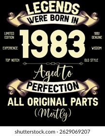42 Years Aged to perfection Legends were born in 1983 Retro Vintage T-Shirt Birthday Ideas