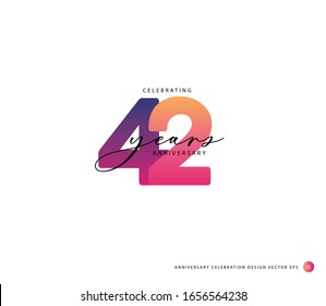 42 years anniversary or birthday celebration design template Vector.
