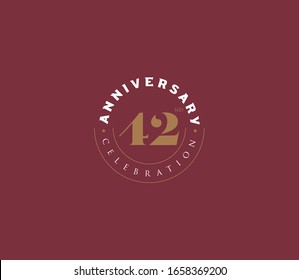 42 years anniversary or birthday celebration design template Vector.