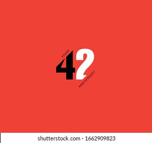 42 years anniversary or birthday celebration design template Vector.