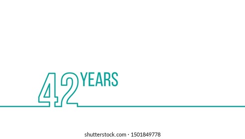 42 years anniversary or birthday. Linear outline graphics. Can be used for printing materials, brouchures, covers, reports. Stock Vector illustration isolated on white background