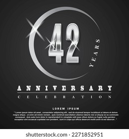42 Years anniversary celebration 3d vector template design illustration