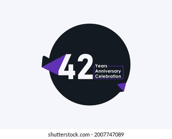 42 Years Anniversary Celebration badge with banner image isolated on white background