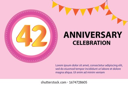 42 years anniversary celebration logo vector template design