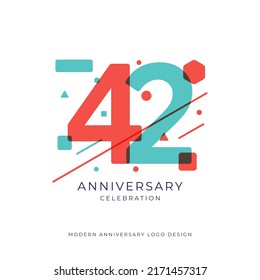 42 years anniversary celebration logo design template vector