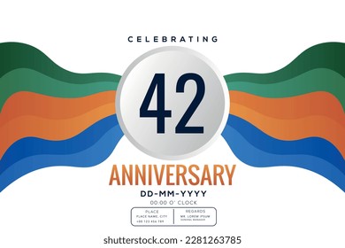 42 years anniversary celebration logo template isolated on white background abstract colorful ribbon vector design