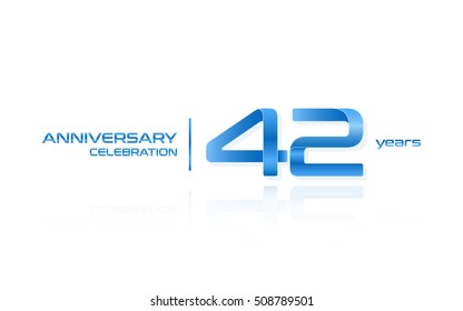 42 years anniversary celebration logo, blue, isolated on white background