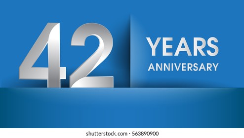 42 years Anniversary celebration logo, flat design isolated on blue background, vector elements for banner, invitation card and birthday party.