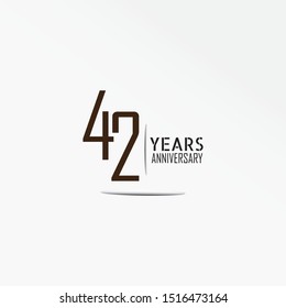 42 years anniversary celebration logotype with elegant dark brown color backround white for celebration
