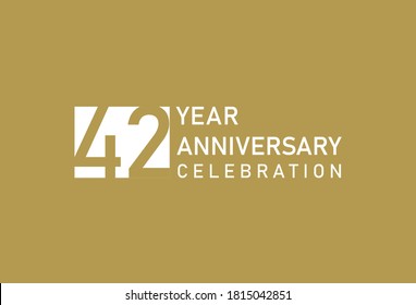 42 years anniversary celebration logotype on gold Background