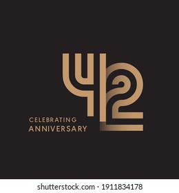 42 years anniversary celebration logotype with modern number gold color for celebration