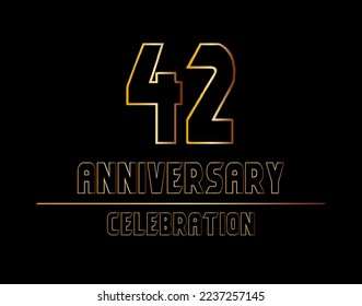 42 years anniversary celebration logotype. anniversary logo with golden color isolated on black background