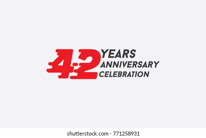 42 Years Anniversary Celebration Logotype vector illustration with red splash number isolated on white background