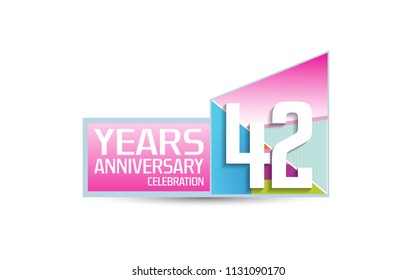 42 years anniversary celebration modern design with colorful pink color for celebration event. Vector design for celebration, invitation card, and greeting card