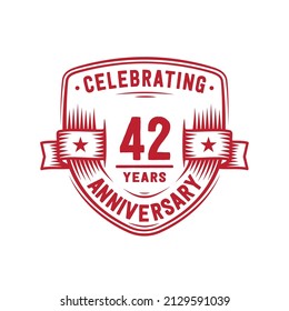 42 years anniversary celebration shield design template. 42nd anniversary logo. Vector and illustration.