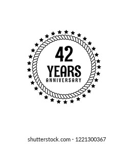 42 years anniversary celebration simple emblem, label, badge, logo,seal. vintage logo, 42 year sign, jubilee, greeting card